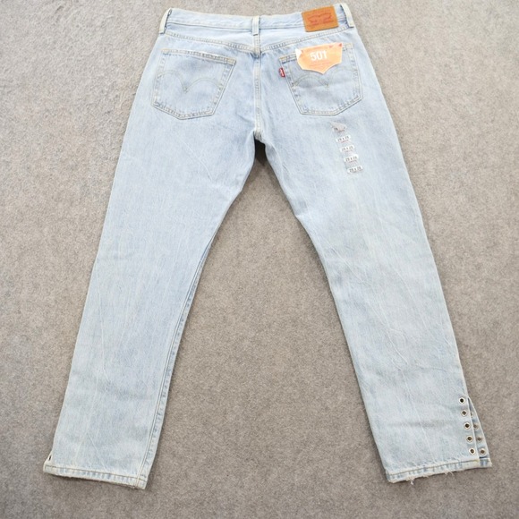 Levis Jeans Womens 29 501 Blue Crop Light Wash Mid Rise Split Hem New - Picture 2 of 12